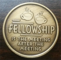 Fellowship Medallion Fellowship is the meeting after the meeting Medallion Never Alone Again